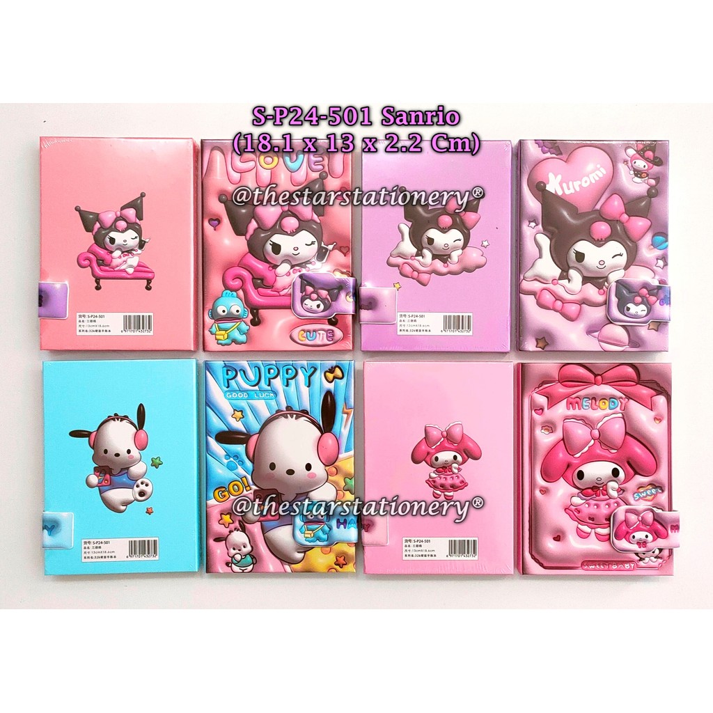 

(1 Biji) Buku Diary Magnet S-P24-501 Sanrio A5-100 HC 18.1 x 13 x 2.2 Cm / Notebook Sanrio Magnet