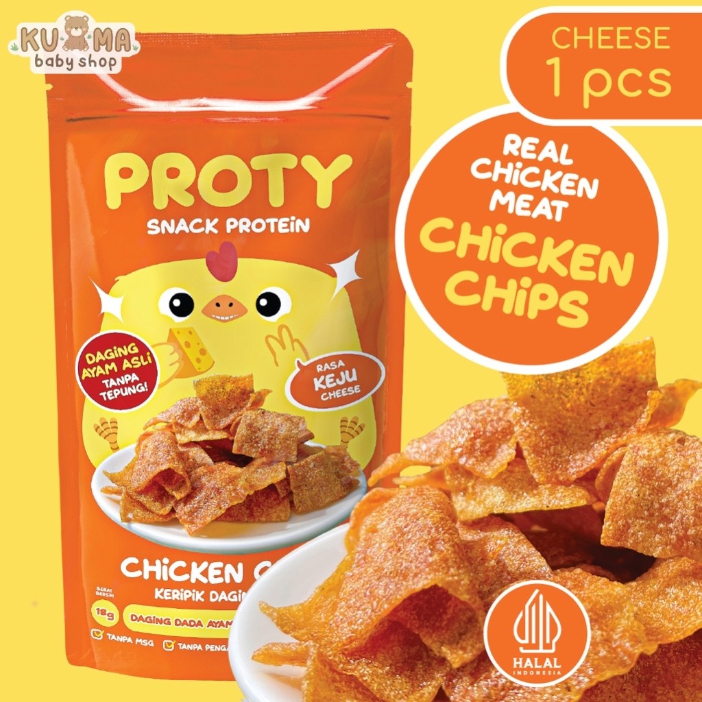 

PROTY Chicken Chips Keju Cheese (1 pcs) - Keripik Daging Ayam - Snack Cemilan Tinggi Protein