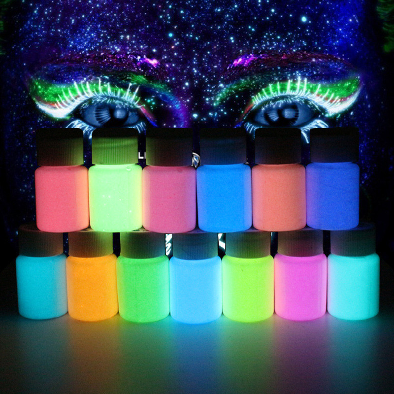 

20g/Bottle Fluorescent Pigment Luminous Paint Epoxy Resin Pigment Glow In Dark Acrylic Paints Halloween DIY Party Resin Supplies
