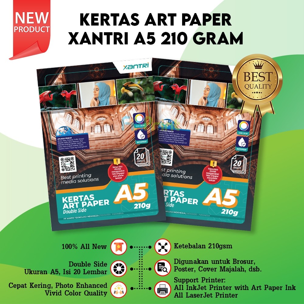 

Paket 20 Lembar/20 Sheets Kertas Photo Art Paper A5 210gsm 210 gsm Print Double Side Kertas Art Karton Cartoon Carton