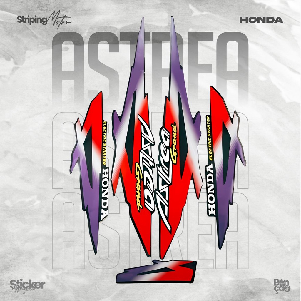 Striping stiker motor | HONDA Astrea Grand 95 1995 hitam lis merah     standar  berkualitas  | Benca