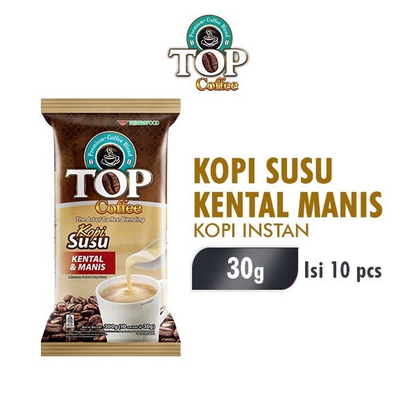 

Top Coffee Kopi Susu 3 In 1 Pack 30gr x 10 pcs - Kopi Susu Renteng isi 10 pcs