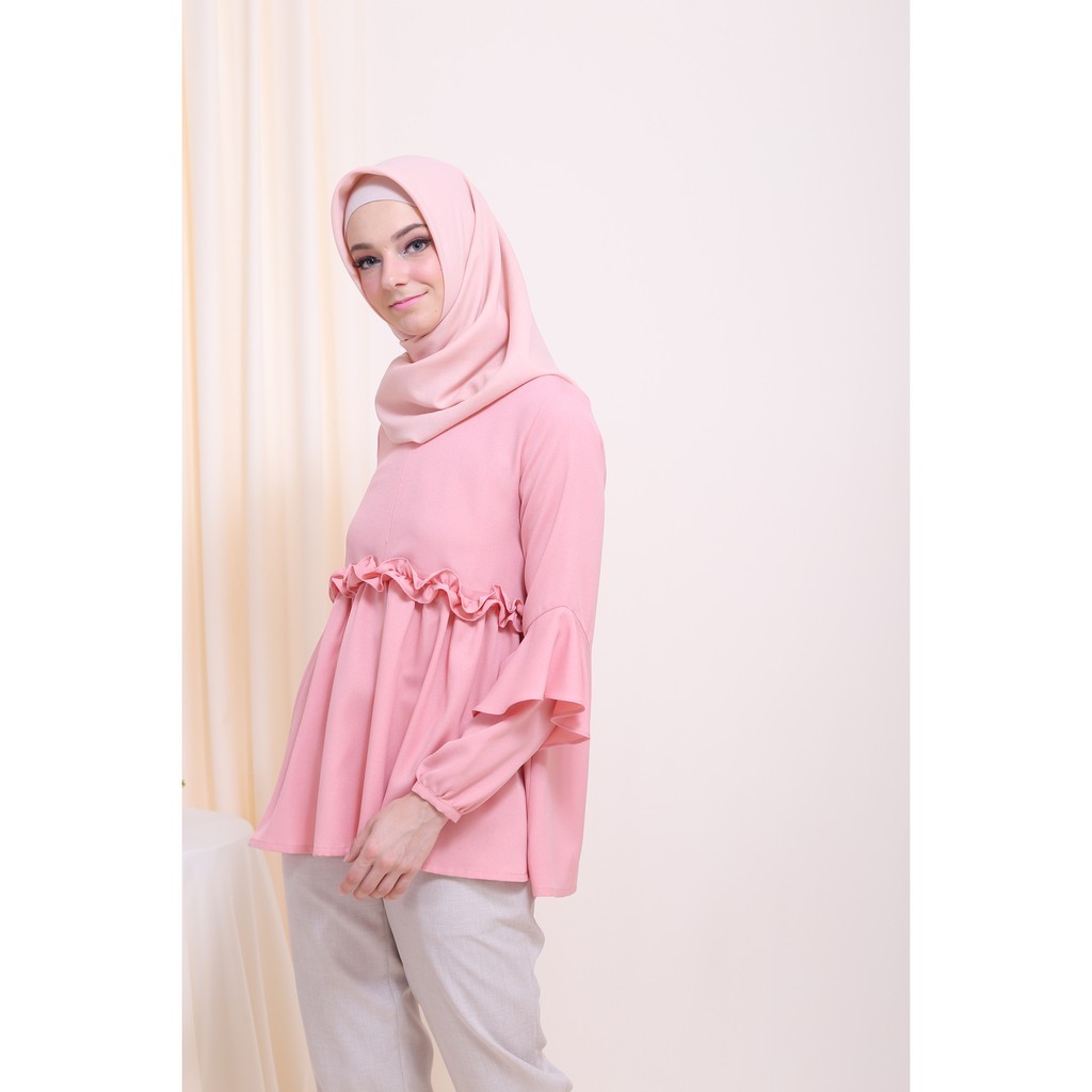 Blouse Wanita Bahan Lady Zara Premium Kara Salmon Pink