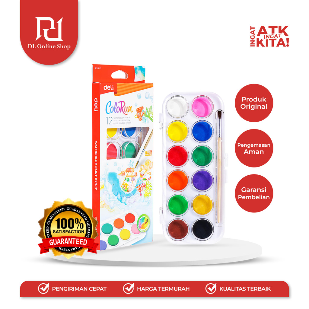 

DELI CAT AIR PADAT/ WATERCOLOR PAINTS 12 C20-12 (1SET)