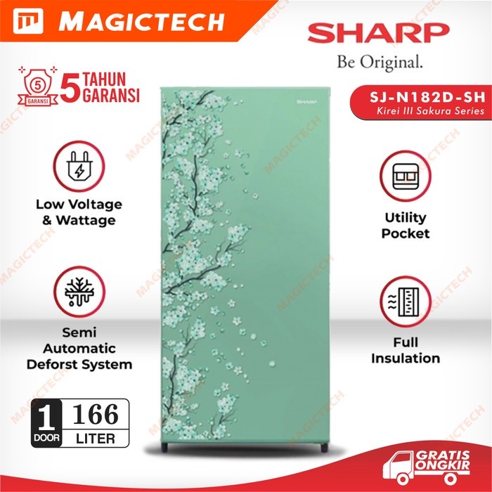 KULKAS SHARP 1 PINTU SJ-N182D-SH / SJ-N182 / SJ-182 166L - HIJAU