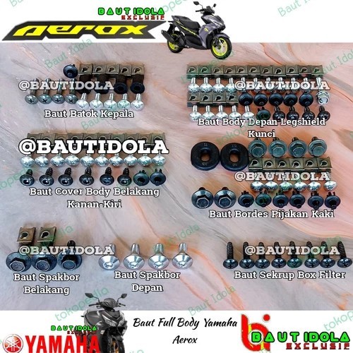 Baut Full Set Body Yamaha Aerox155 Original - Body Belakang