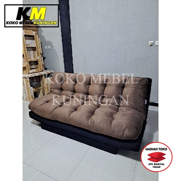 (FREE BANTAL TIDUR) Sofa Bed / Sofabed Lipat Silicon / Sofa 3 Seater / Sofa Santai Minimalis  Kuning