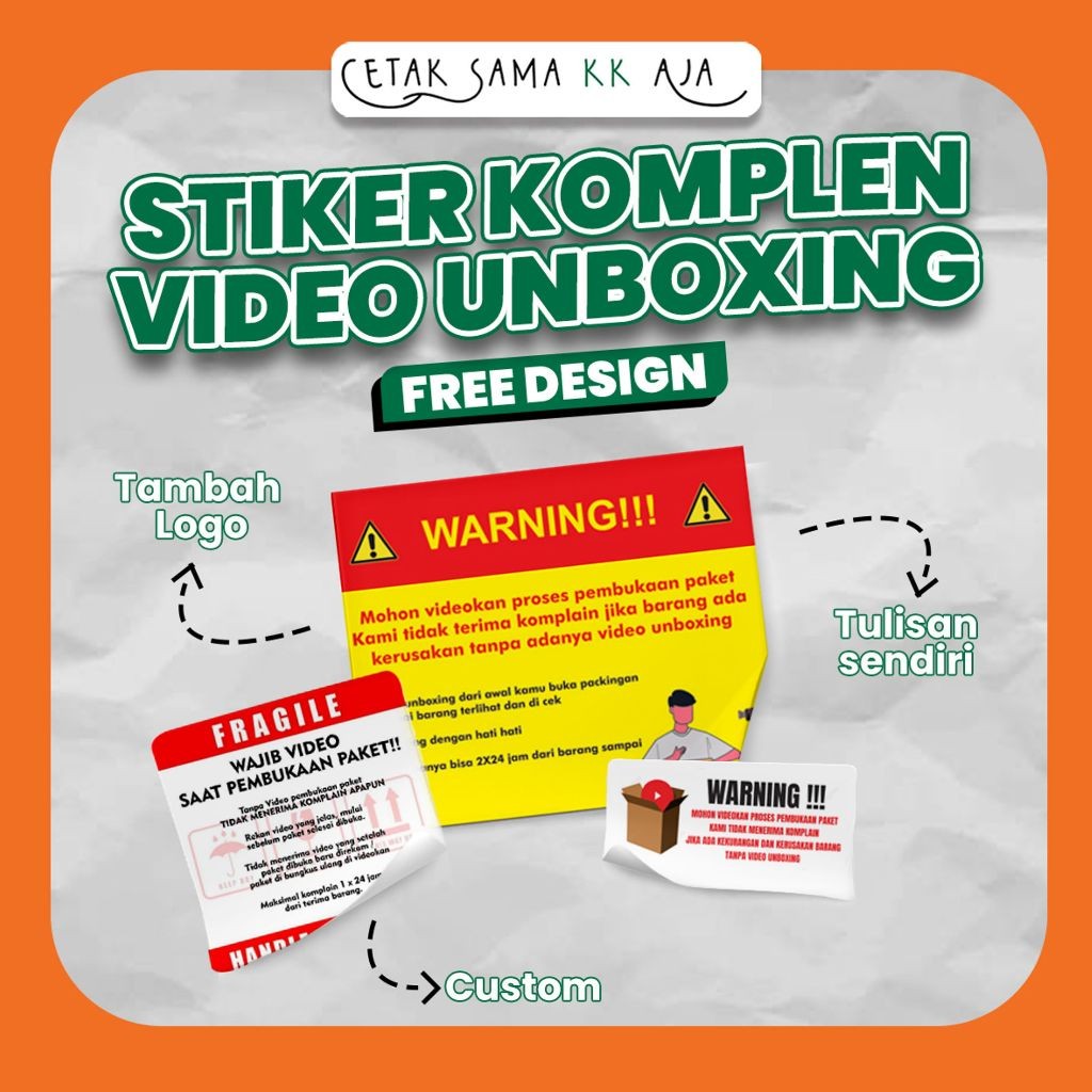[FREE DESIGN] STIKER KOMPLEN VIDEO UNBOXING KOMPLAIN BISA CUSTOM BISA TAMBAH LOGO STICKER