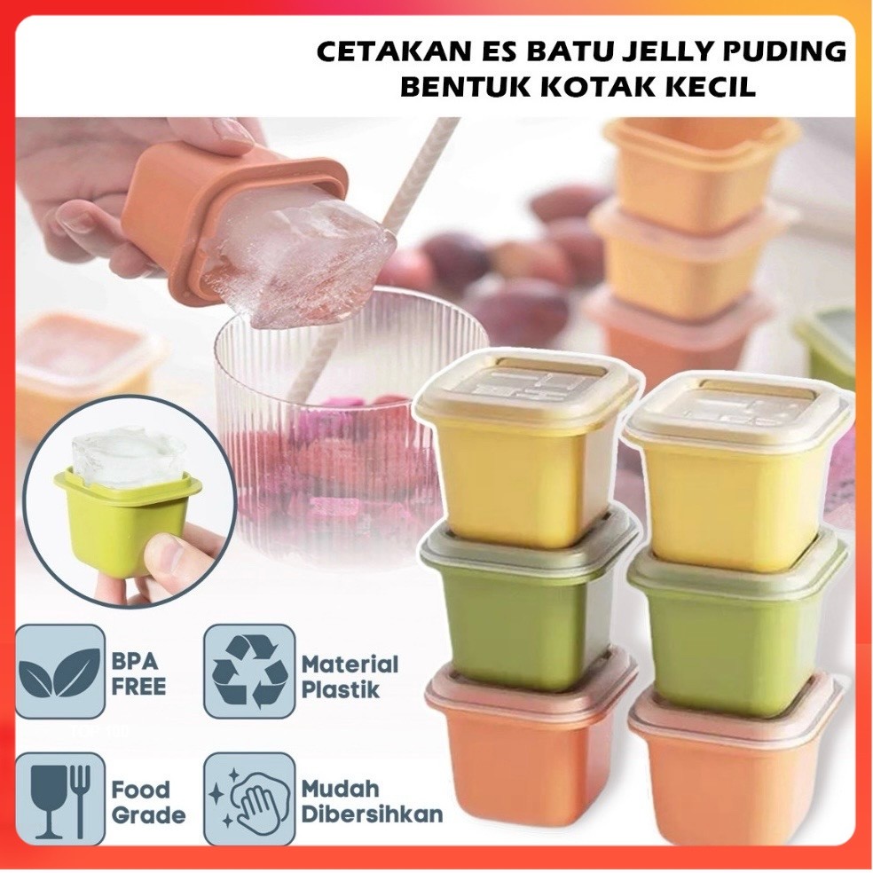 [MDP] CETAKAN ES BATU BENTUK KOTAK KECIL DENGAN TUTUP / ALAT PENCETAK PUDING AGAR-AGAR JELLY COKELAT