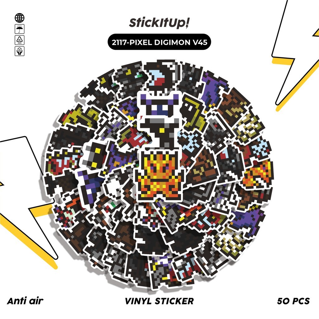

COD✨ 50 Pcs Stiker PIXEL DIGIMON V45 Lucu Anti Air Untuk Dekorasi Notebook Sepeda Skateboard Handphone DIY