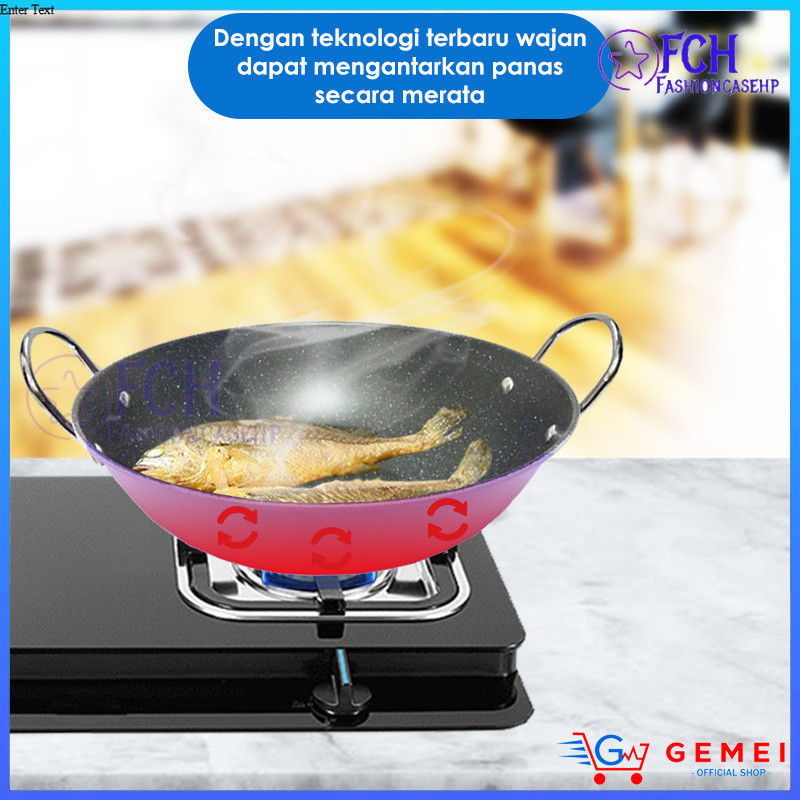 FCH Panci Ukuran 30cm & 32cm Wajan Penggorengan Warna Ungu Anti Lengket 32 cm Wajan Kuping Multifung