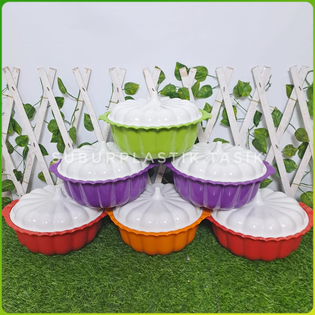 Basi Prasmanan Labu Century Isi 6 set Gold & Warna Wadah Plastik Tutup Penyimpanan Makanan Sayur - C