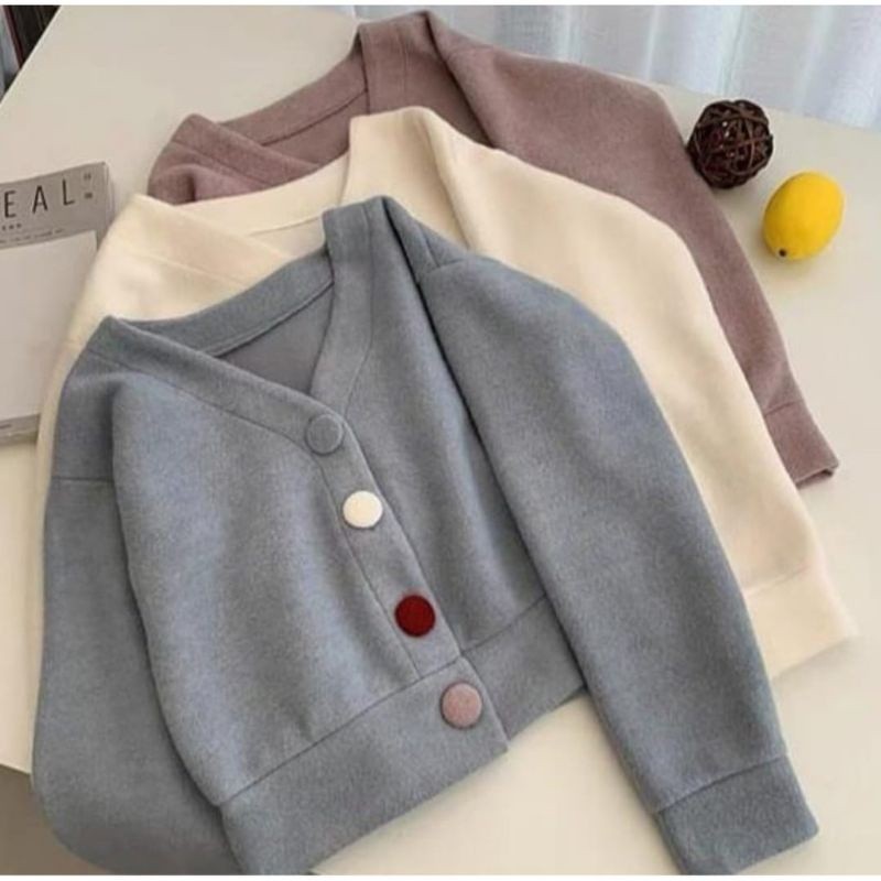 Cemprus.id - Sweater Pharsa Crop Wanita Outher Cardie  - Sweater Cardigan Crop Wanita Kancing Korean