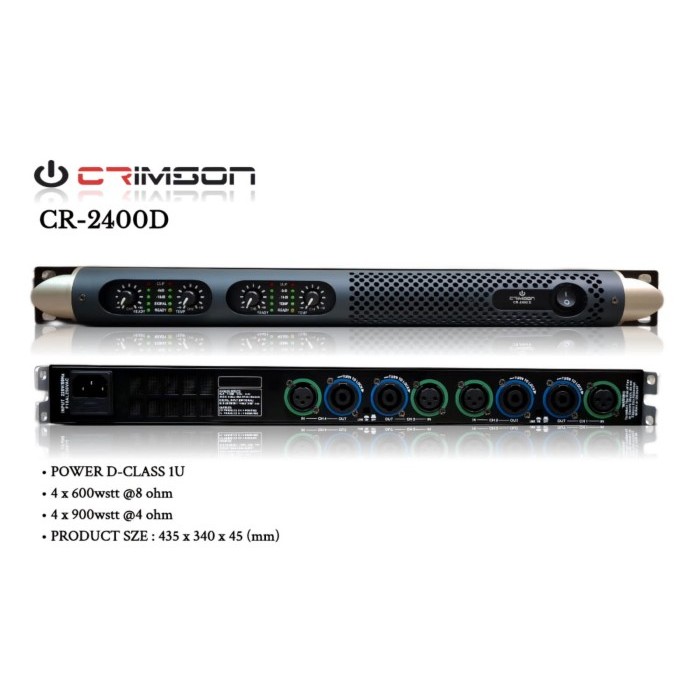 DISTRIBUTOR Power amplifier crimson cr2400d Professional D Class Power Amplifier 1u 4x600 watt