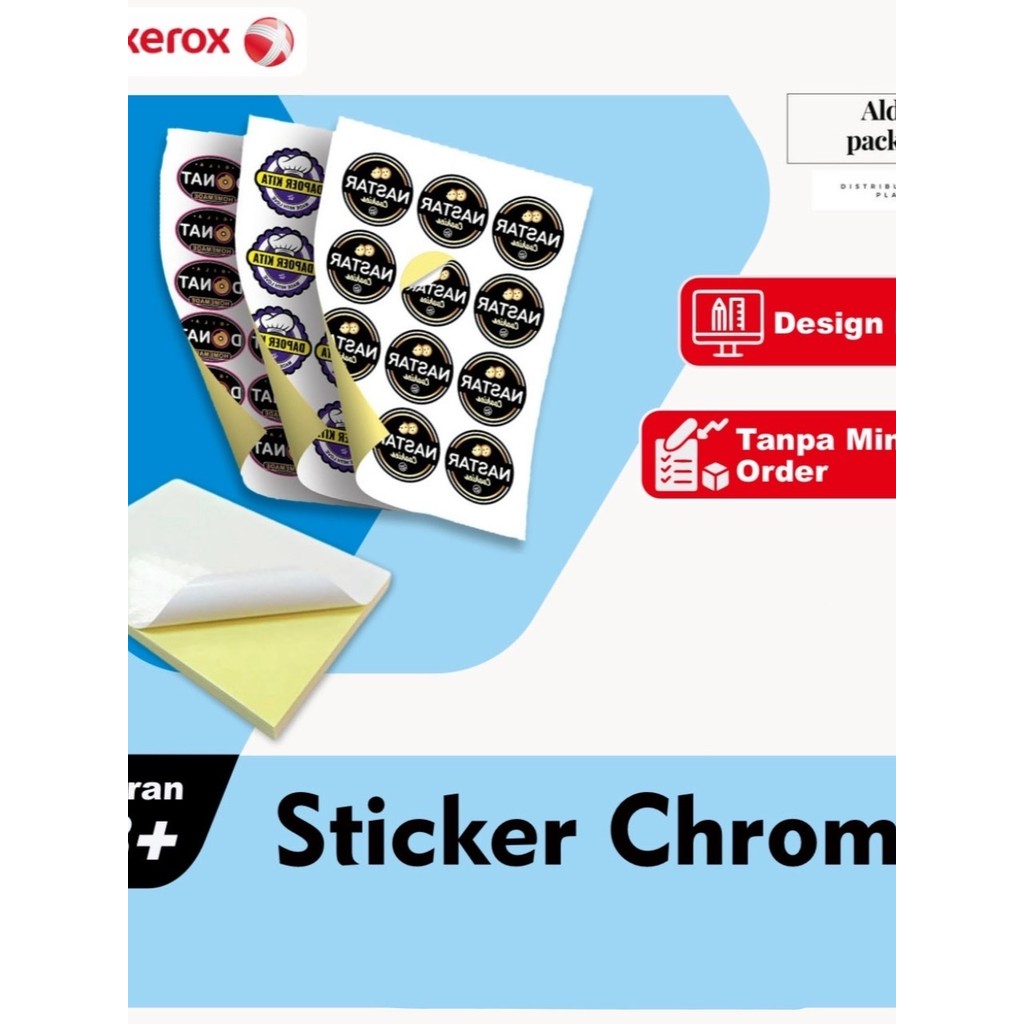 

Cetak Sticker A3+ Chromo / Bontak / Vinyl TANPA Cutting - Cetak Stiker Label / Logo / Sticker