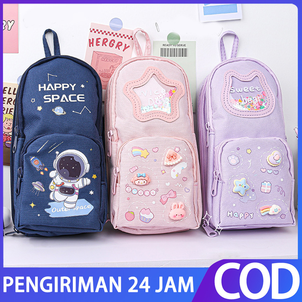 

【MUM'S CHOICE 】 Tas pensil Tempat pensil anak Tas pensil kartun Tempat pensil berkapasitas besar