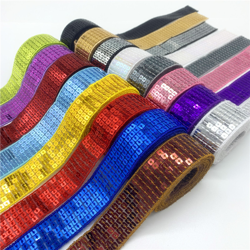 

2yards/Lot 25mm Colorful Sequins Ribbon Lace Trim Sequin Sewing Fabric For Crafts Sewing Cloth Accessory Sequin Trim