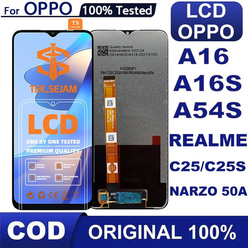 LCD OPPO A16 FULLSET TOUCHSCREEN ORIGINAL hp lcd oppo A16S/A54S REALME C25/C25S Asli Layar Ponsel