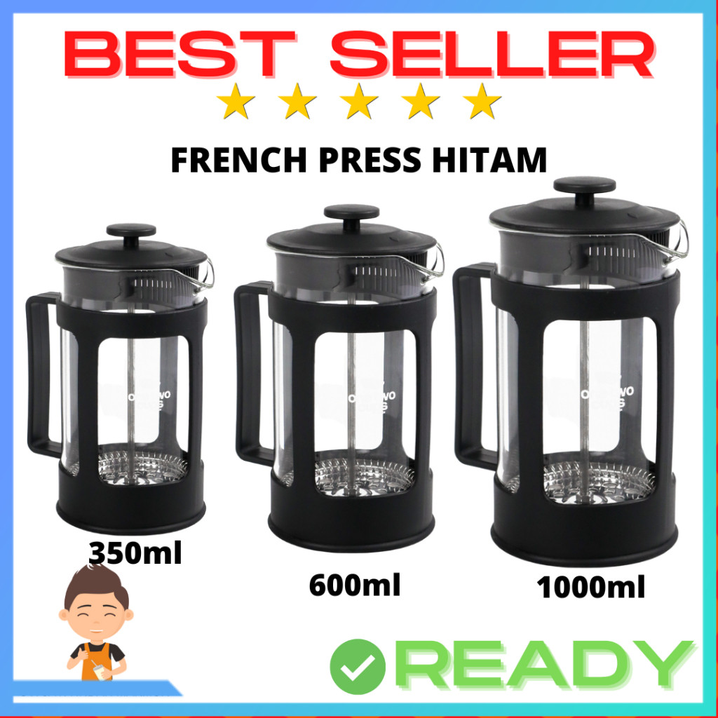 French Press Coffee Coffee Press and Tea Plunger Press Kopi Hitam 350ml dan 600ml 1000ml 1L Milk Fro