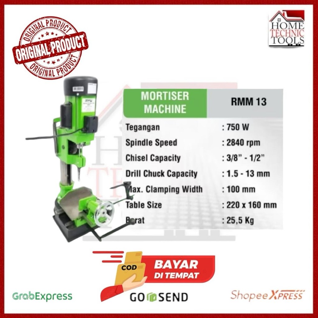 RYU MESIN BOR BOBOK PAHAT KAYU / TENON WOOD CHISEL MORTSER 13mm / RMM 13