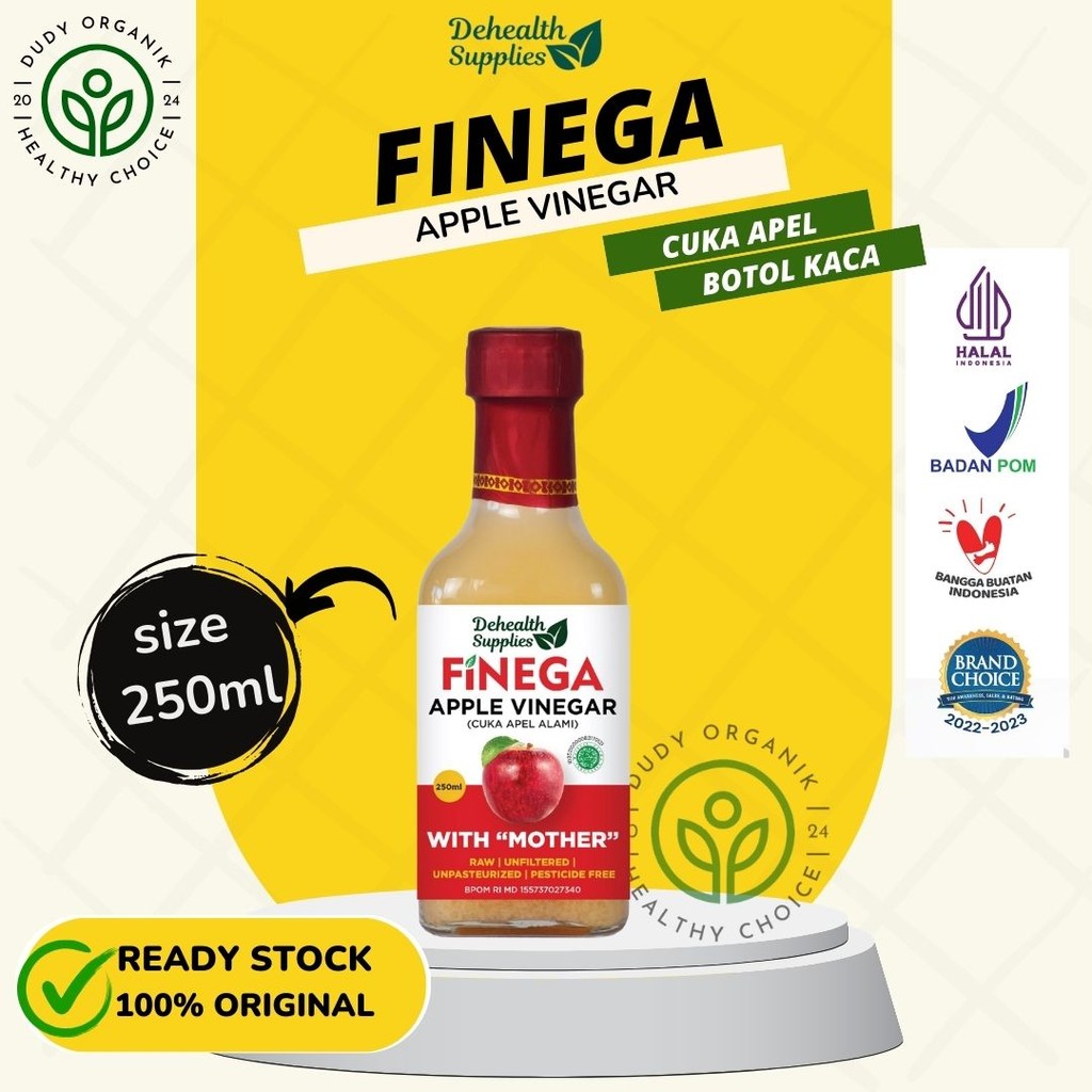 

Finega DeHealth Apple Vinegar/ Cuka Apel Alami - Botol Kaca 250 ml