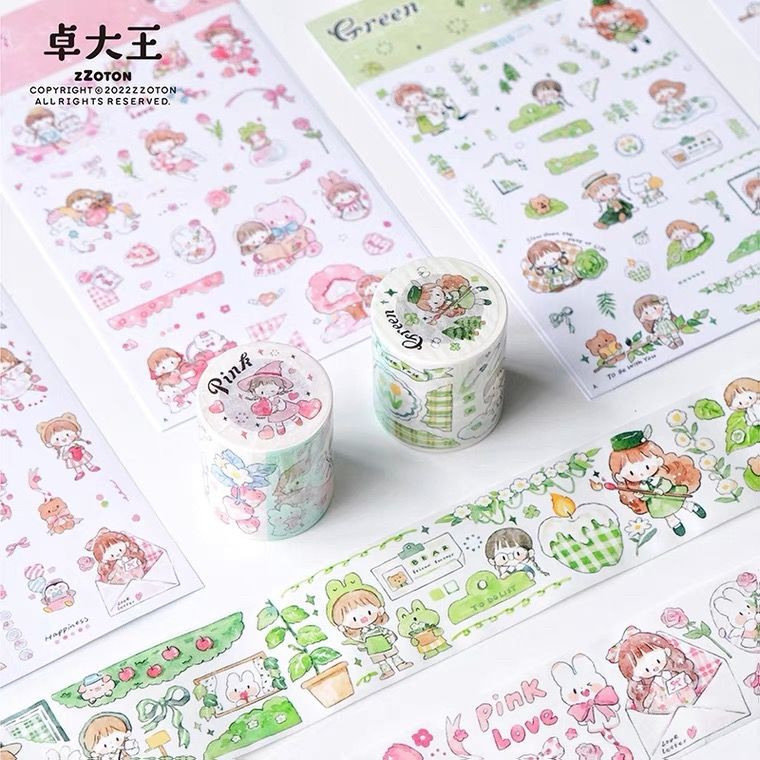 

Washi tape molinta color series pink and green ( sample )