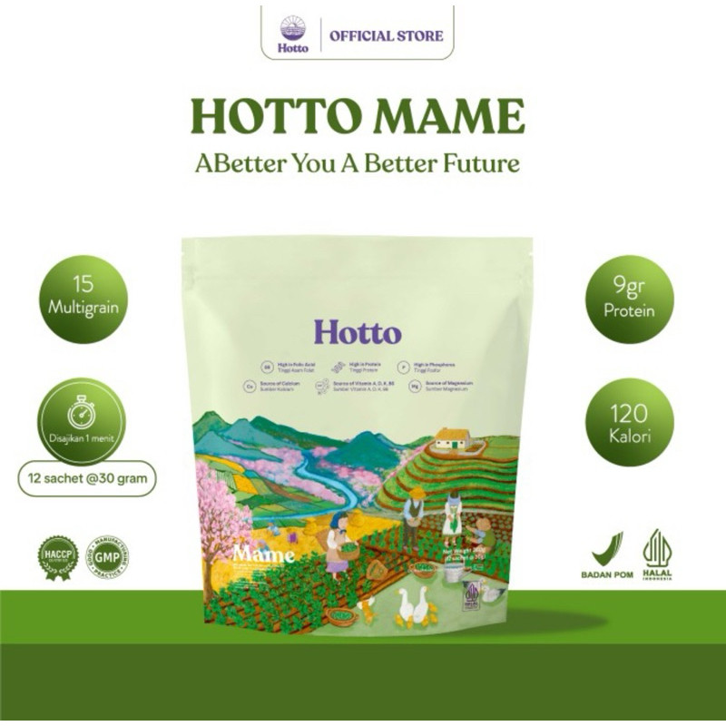 

HOTTO MAME 100% ORIGINAL MULTIGRAIN OAT 1 POUCH 12 SACHET