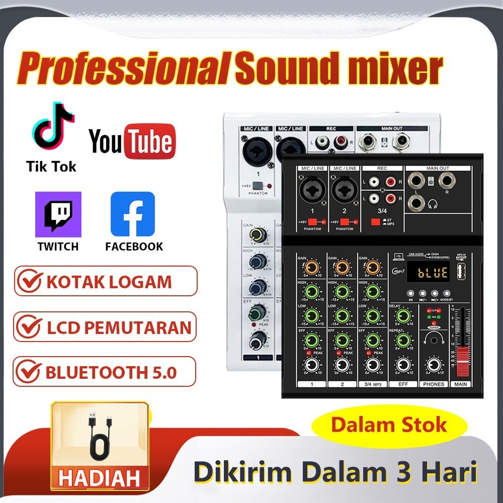 PROMO Mixer 4 chanel /mixer audio/mixer 4 chanel termurah /mixer mini/ Amplifier Bluetooth Mini mixe