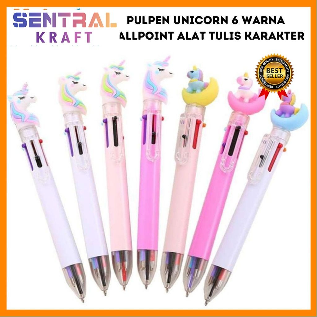 

Pulpen Unicorn 6 Warna Ballpoint Perlengkapan Menulis Multicolor Pena 0.5mm Bolpen Karakter Mix Colour isi Tinta 6in1 Alat Tulis Sekolah Kantor Warna Warni [SK]