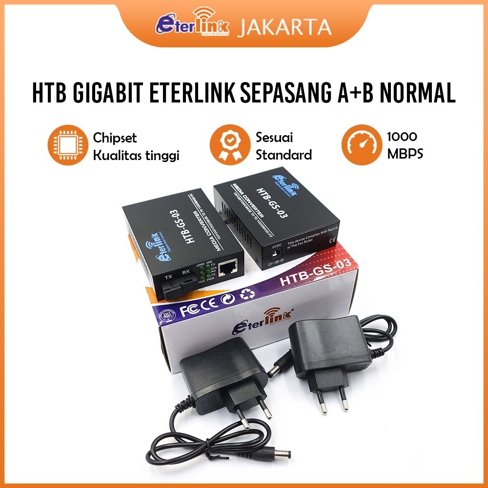 TERBARU HTBGS AB Eterlink 1000Mbps Single Mode Converter Fiber Optical