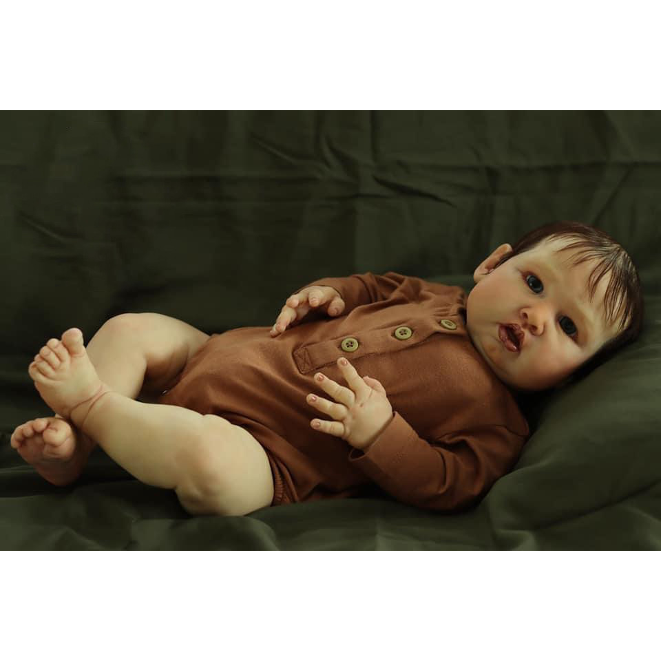 NPK 24inch Blue Sparrow Cloth Body Reborn Baby Toddler Newborn Doll Lifelike Soft Touch 3D Skin Art 