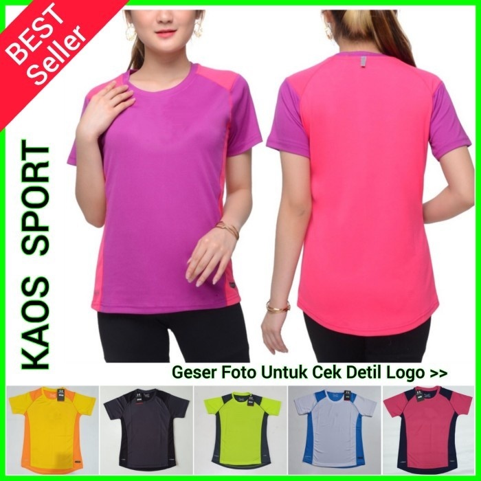 Sport Wear Wanita Baju Senam Kaos Olahraga Running Gym Training Sepeda - UnguPink, XL