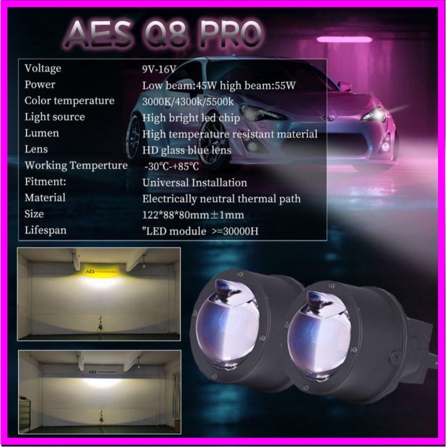 BILED FOGLAMP FOG LAMP AES Q8 PRO LASER 3 WARNA ORIGINAL