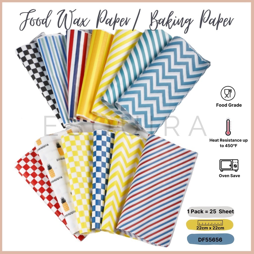 (ESQ) Wax Paper 25 Pcs / Korean Bento Cake Baking Paper / DF55656