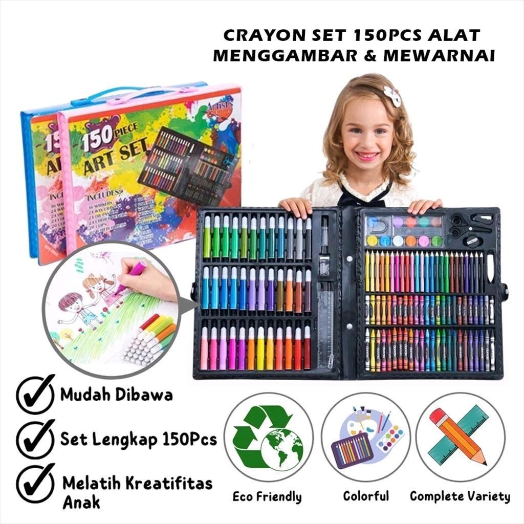 Set Alat Tulis Mewarnai Anak - Crayon 208 & 150 dalam Tas - Krayon set