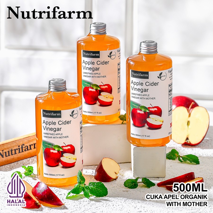 

CUKA APEL ORIGINAL ORGANIK 500 ML BUNDLE 3 PCS/APPLE CIDER VINEGAR WITH MOTHER/CUKA SARI APEL OFFICIAL DEHEALTH BY ORI