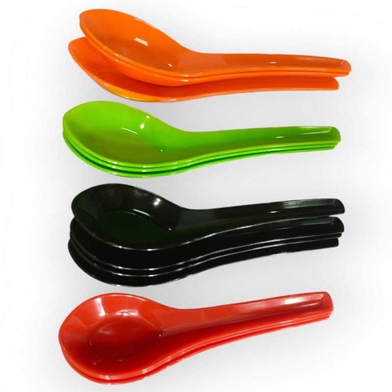 1 Lusin Sendok Bebek Melamin Tebal Hitam Warna Hijau Orange Merah Pink Sendok Soup Plastik