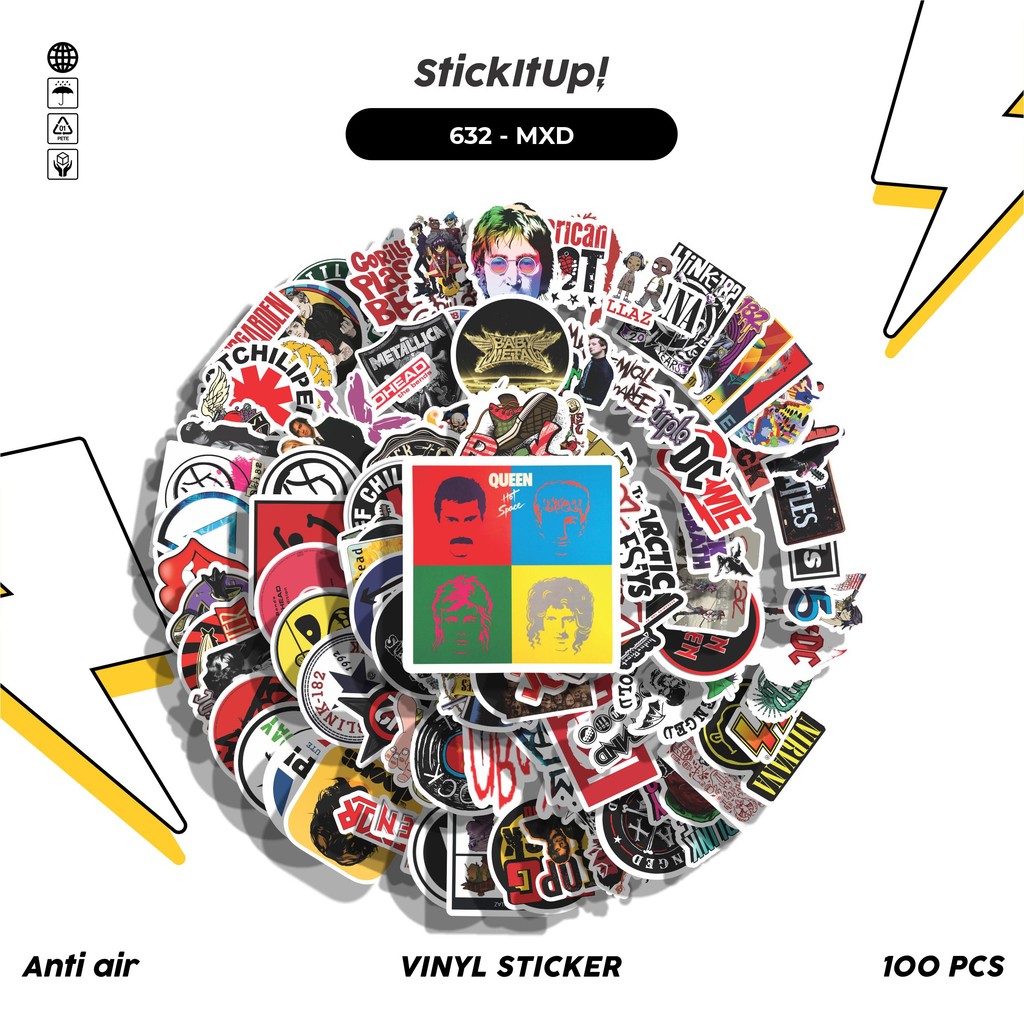 

COD 100 Pcs Stiker Mixed Rock Band Rock n Roll Lucu Anti Air Untuk Dekorasi Notebook Sepeda Skateboard Handphone DIY