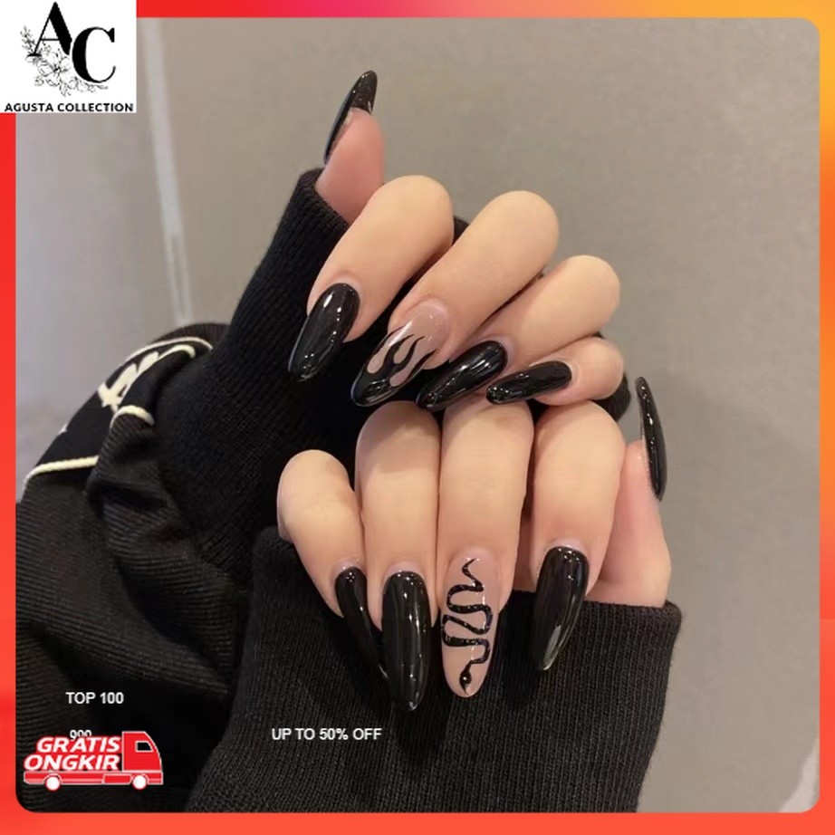 Kuku Palsu Terkini / kuku palsu + lem Ular tanpa bunga gelap kuku palsu palsu gelapkuku palsu nail a