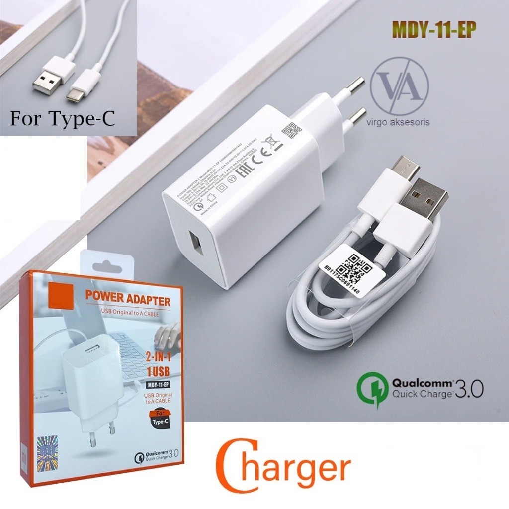 CHARGER XIAOMI MDY-11-EP NOTE 9 / KABEL TYPE C FAST CHARGING 22,5W / MODEL MDY-11-EP VA
