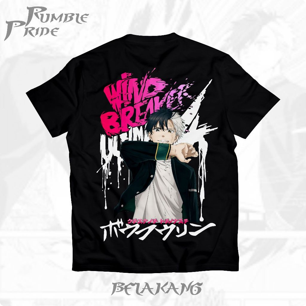 Kaos Anime Wind Breaker Sakura Haruka WB001# Baju Anime katun 24s Jepang T-Shirt Anime Manga