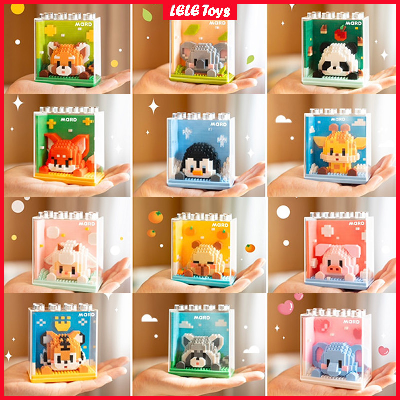 Mainan Anak Perempuan Blocks Mini Lucu Panda Elephan Bricks hewan Puzzle 3d Hadiah Ultah