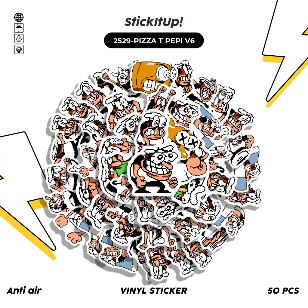 

COD✨ 50 Pcs Stiker Pack PIZZA T PEPI V6 Lucu Aesthetic Vynil Waterproof untuk Freebies Sticker Buku Journal Casing HP Laptop