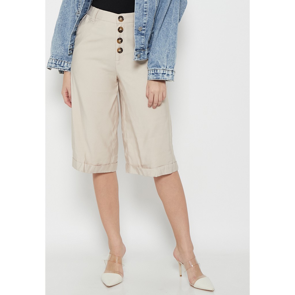 ODIVA - Jovie Button Cullotte Beige | Celana Kulot Premium Bawahan Wanita