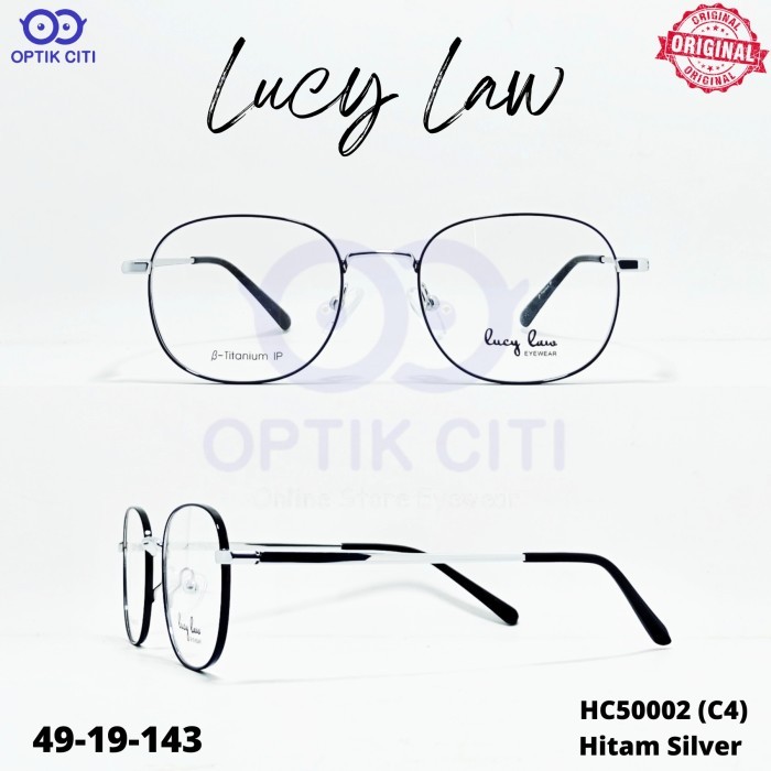 Frame Kacamata Pria Wanita Lucy Law HC 50002 Titanium Original