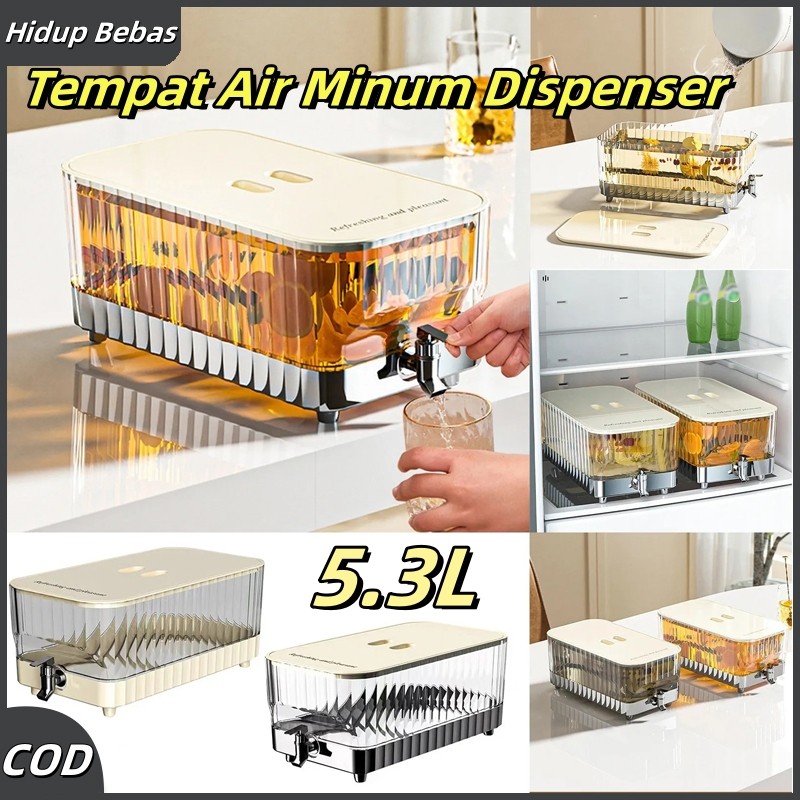 5.3L Tempat Air Minum Dispenser Air Tempat Minuman Kulkas Dispenser Air Dingin tempat Infused Water 