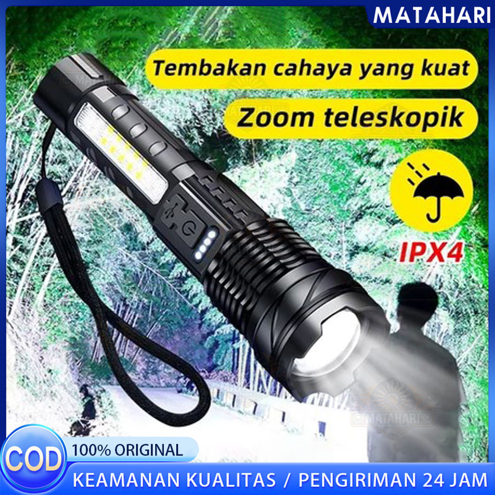 Senter Swat Police Terbaik / zoom 7 mode cahaya senter / Senter Led Rechargeable / Senter led a76 ja