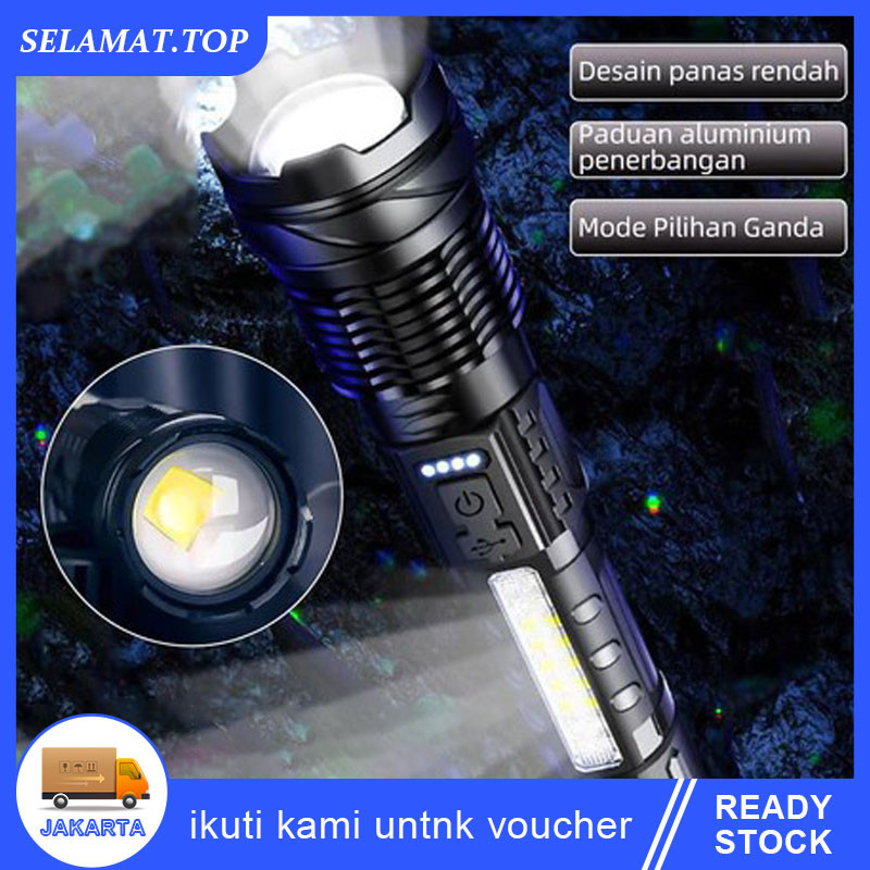 Senter Swat Police Terbaik / zoom 7 mode cahaya senter/Senter Led Rechargeable /Senter led a76 jarak