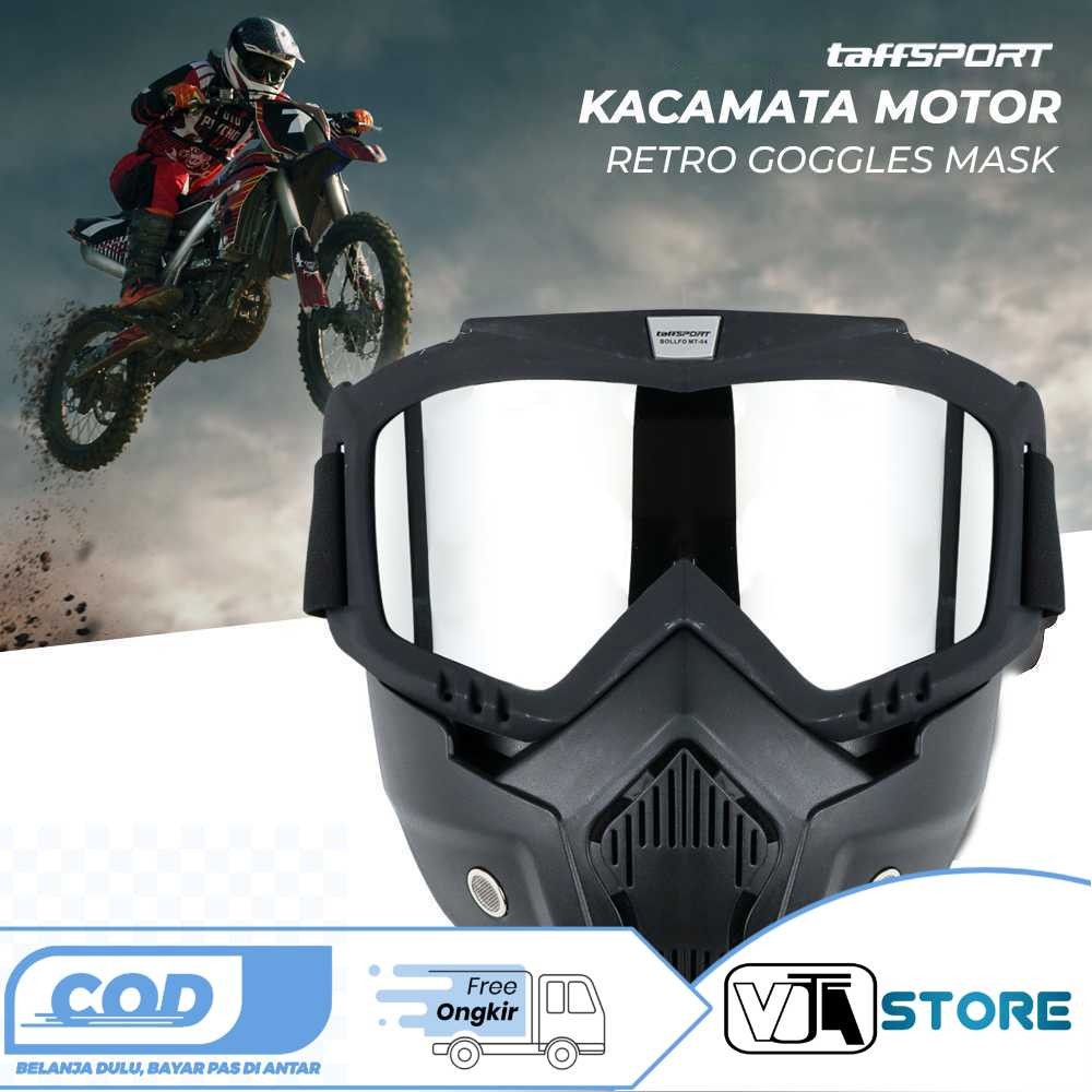 TaffSPORT BOLLFO Kacamata Goggles Mask Motor Retro Windproof
