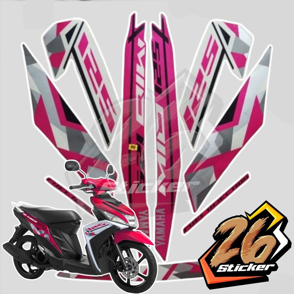 STICKER STIKER POLET LIS STRIPING MOTOR FULL BODY YAMAHA MIO M3 MIO 3 MIO Z 125 2016 WARNA PINK MAGE